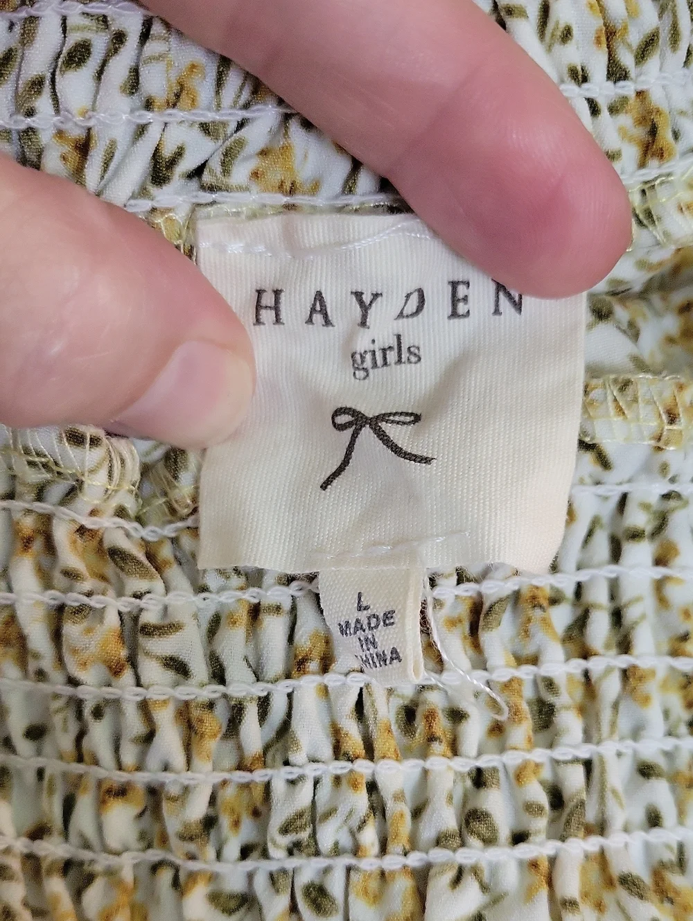 Hayden Girls Cream and Yellow Floral Tiered Skirt Size L